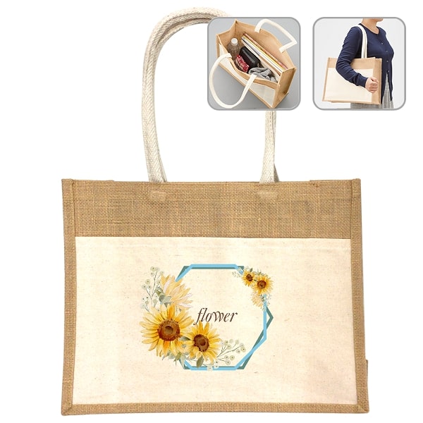 ジュート＆キャンバスポケットトートL