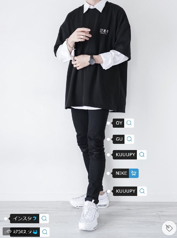 大きいTシャツ着こなし　メンズ