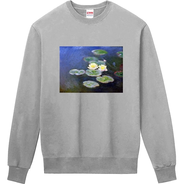 モネ《睡蓮、夕暮れの効果》 | 9.7oz スウェット 杢グレー/ オートミール