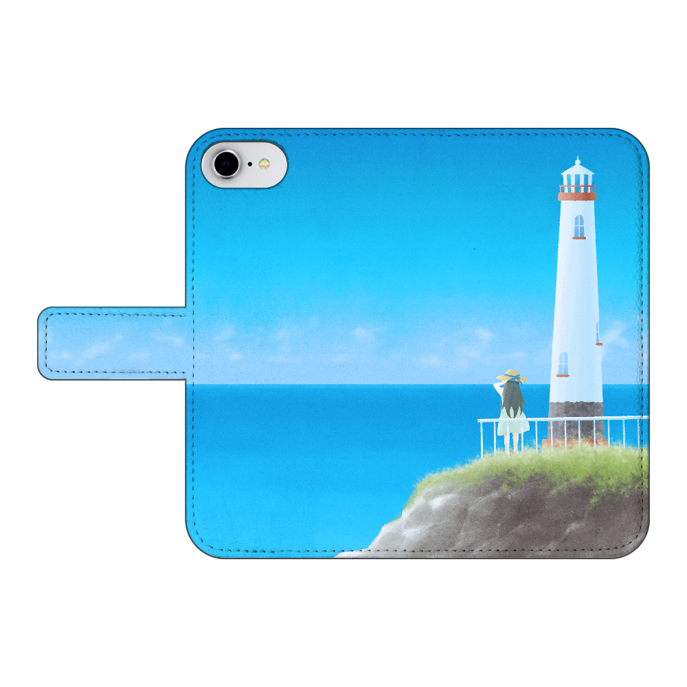 海の向こう側 iPhone8 手帳型スマホケース ベルトあり3ポケット