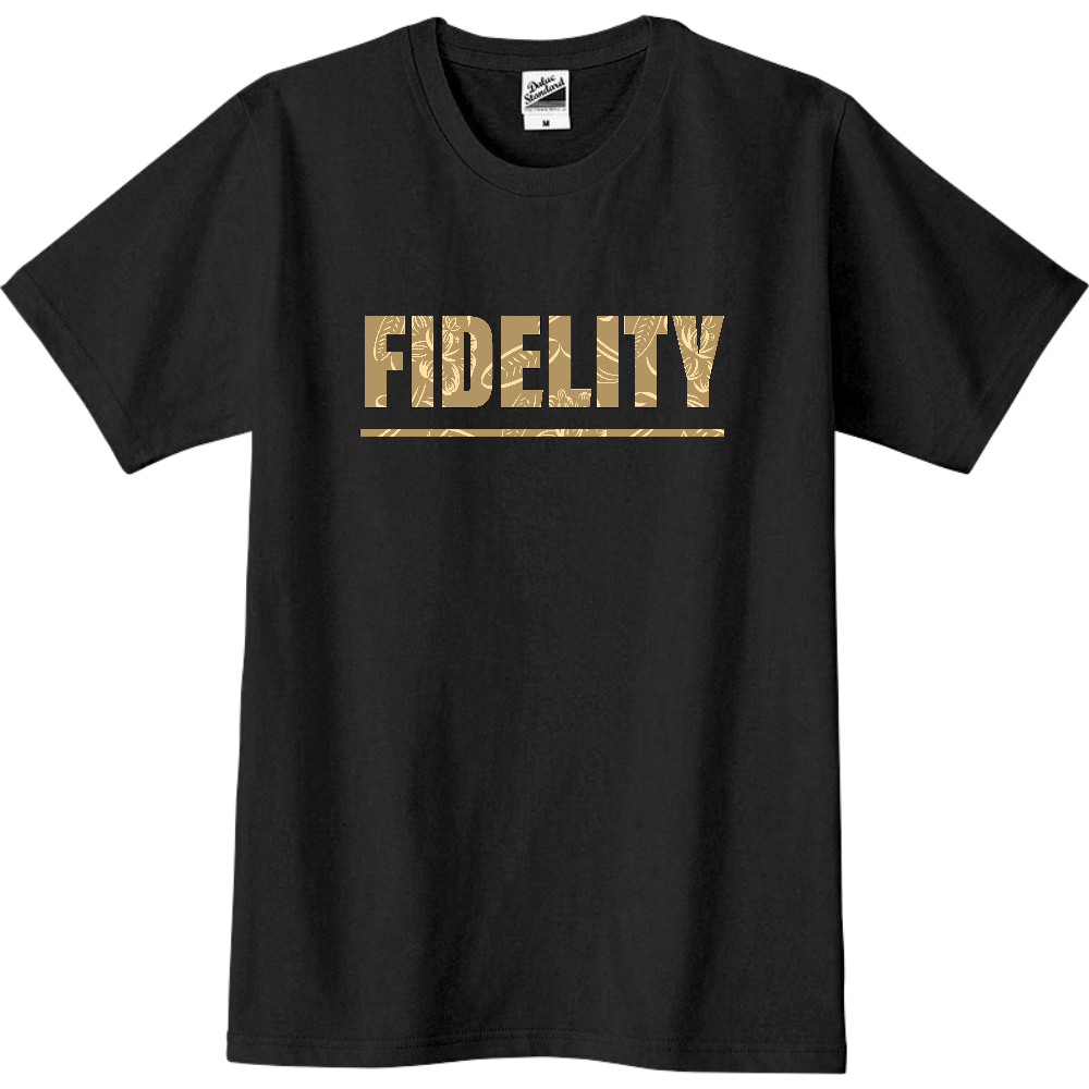 FIDELITY 信義 メンズ黒プリントゴールド|オリジナルTシャツのUP-T