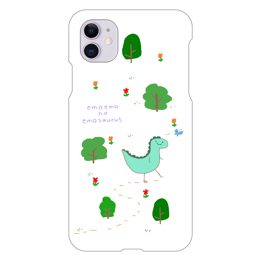 エモエモのエモザウルスマホケース iPhone 11(白）