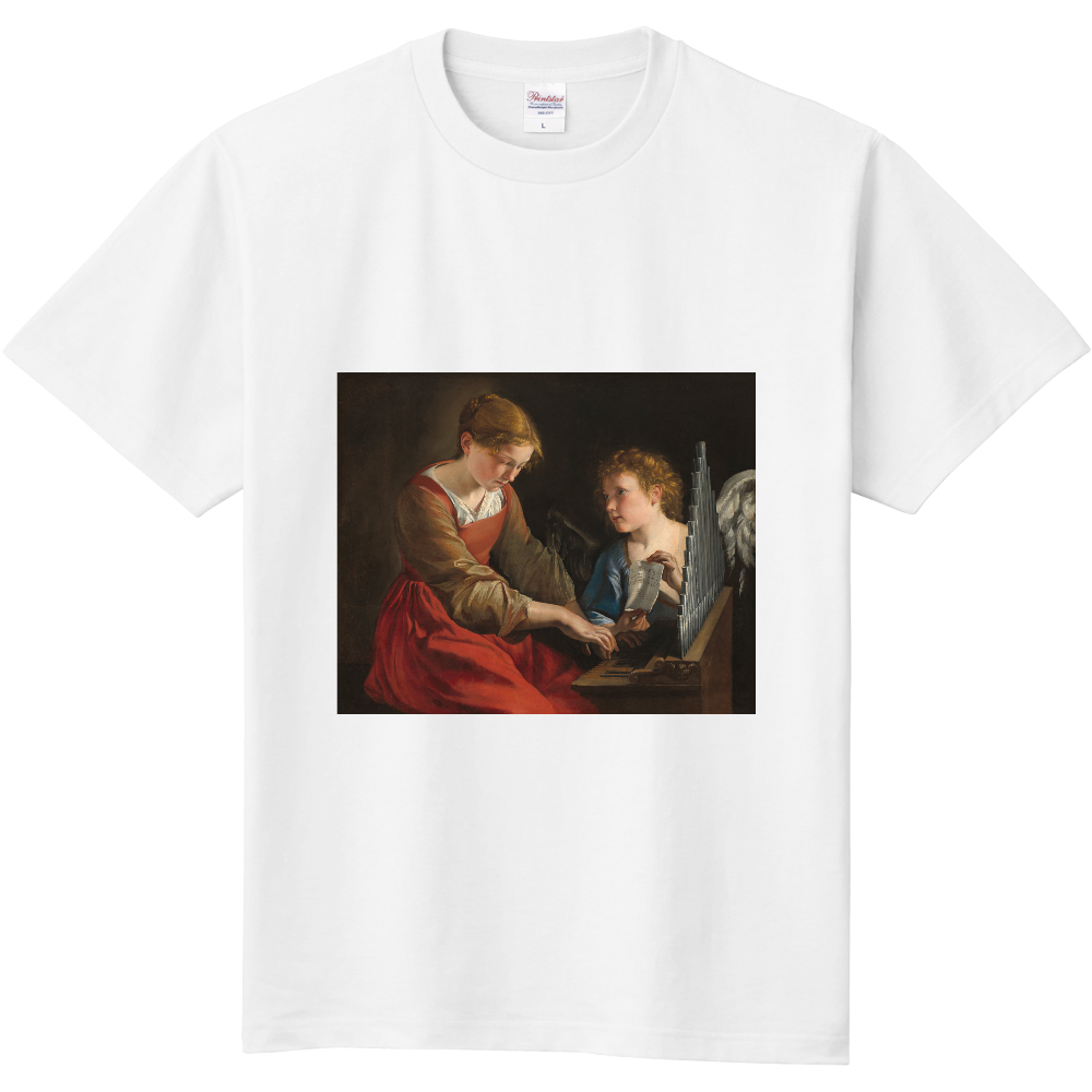 オラツィオ ジェンティレスキ作 聖セシリアと天使 Orazio Gentileschi Saint Cecilia And An Angel オリジナルtシャツを簡単自作 無料販売up T 最安値
