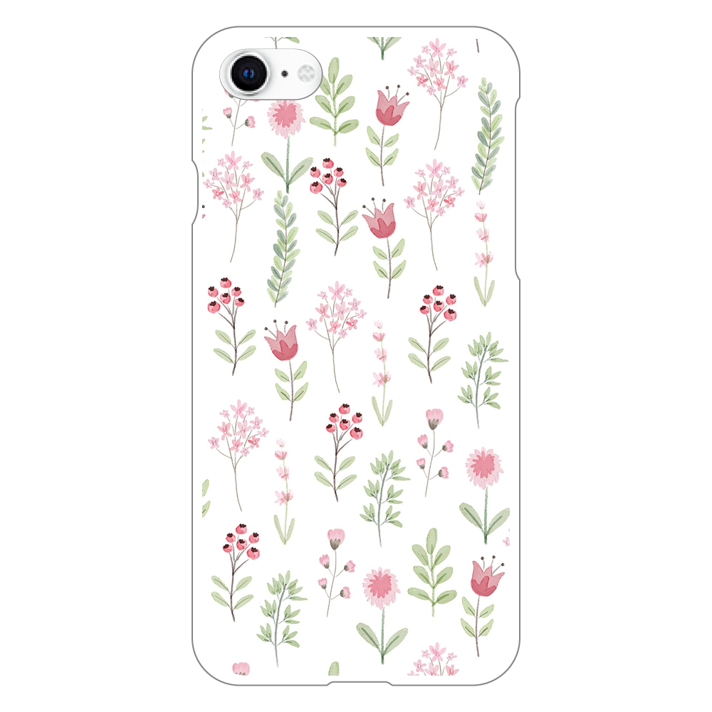 『春のチューリップと小花』iPhone スマホケース 北欧 春 ホワイト iPhoneSE2/SE3 (第2世代・第3世代) (白)