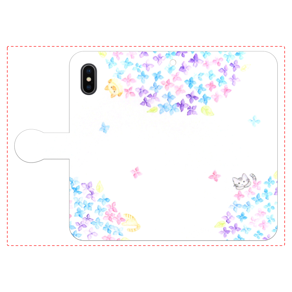 紫陽花 猫 Iphone11手帳型スマホケースの商品購入ページ オリジナルプリントグッズ販売のオリラボマーケット