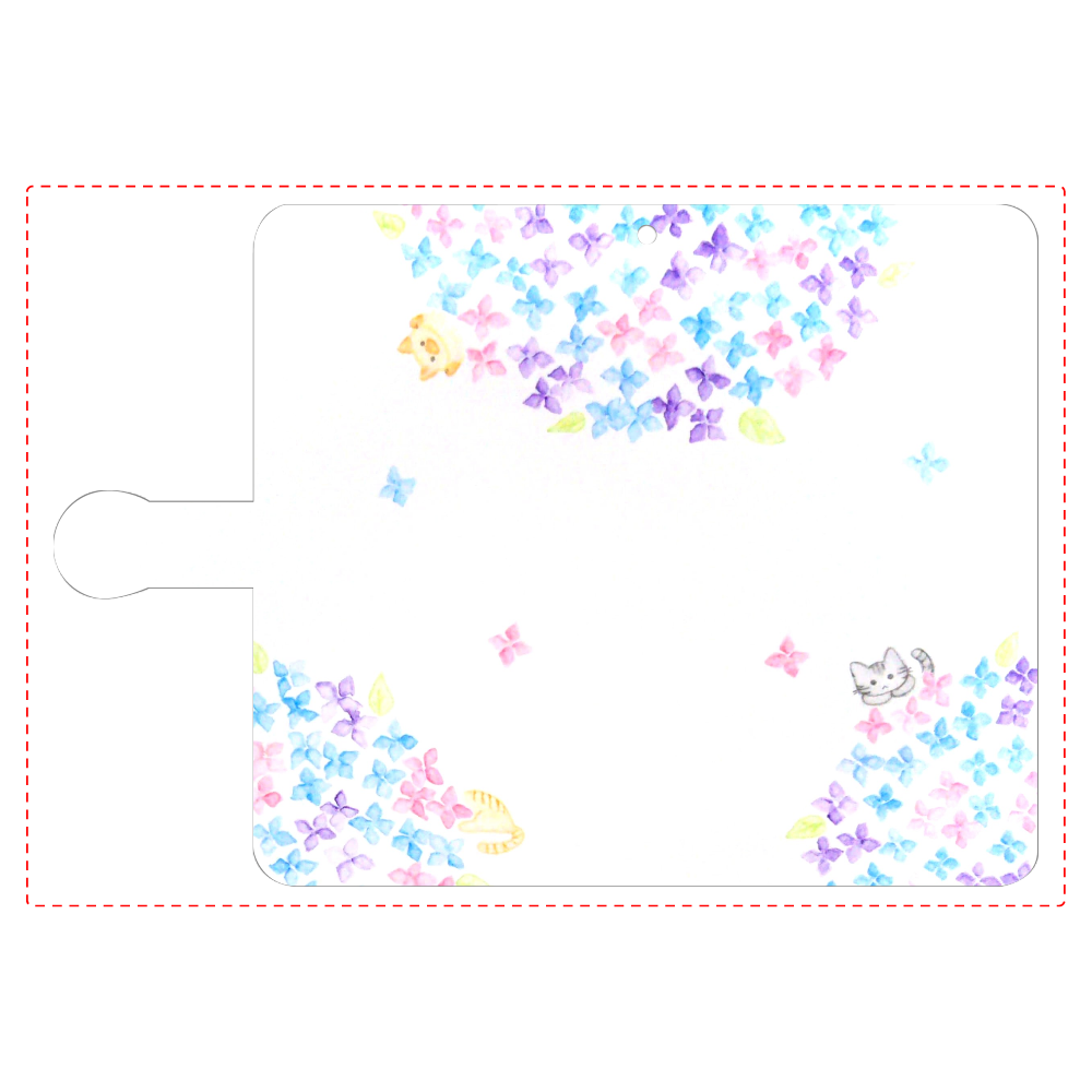 紫陽花 猫 Android手帳型スマホケース Lサイズ の商品購入ページ オリジナルプリントグッズ販売のオリラボマーケット