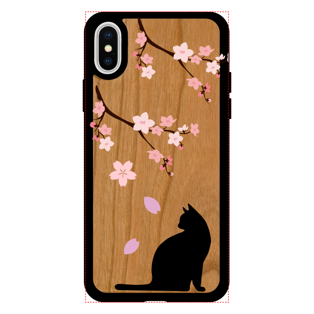 猫×SAKURA スマホケース iPhoneX/XS ウッドケース