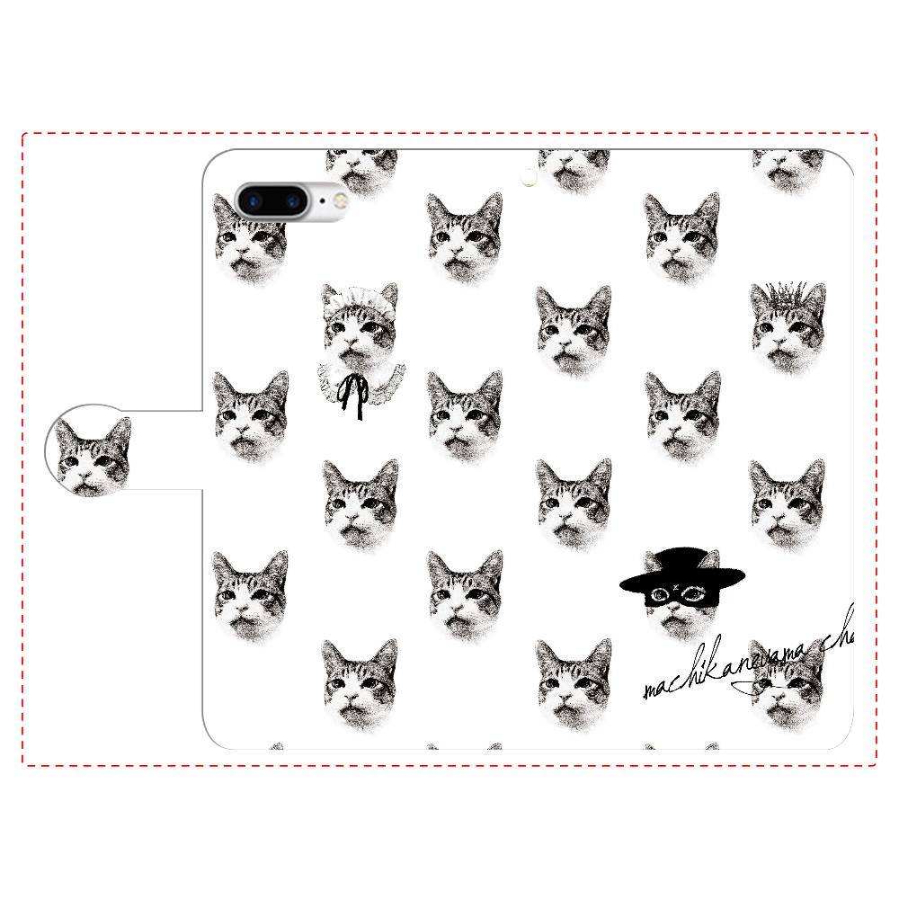 『レトロ印刷な猫』柄スマホケース（ランダム） iPhone7plus 手帳型スマホケース
