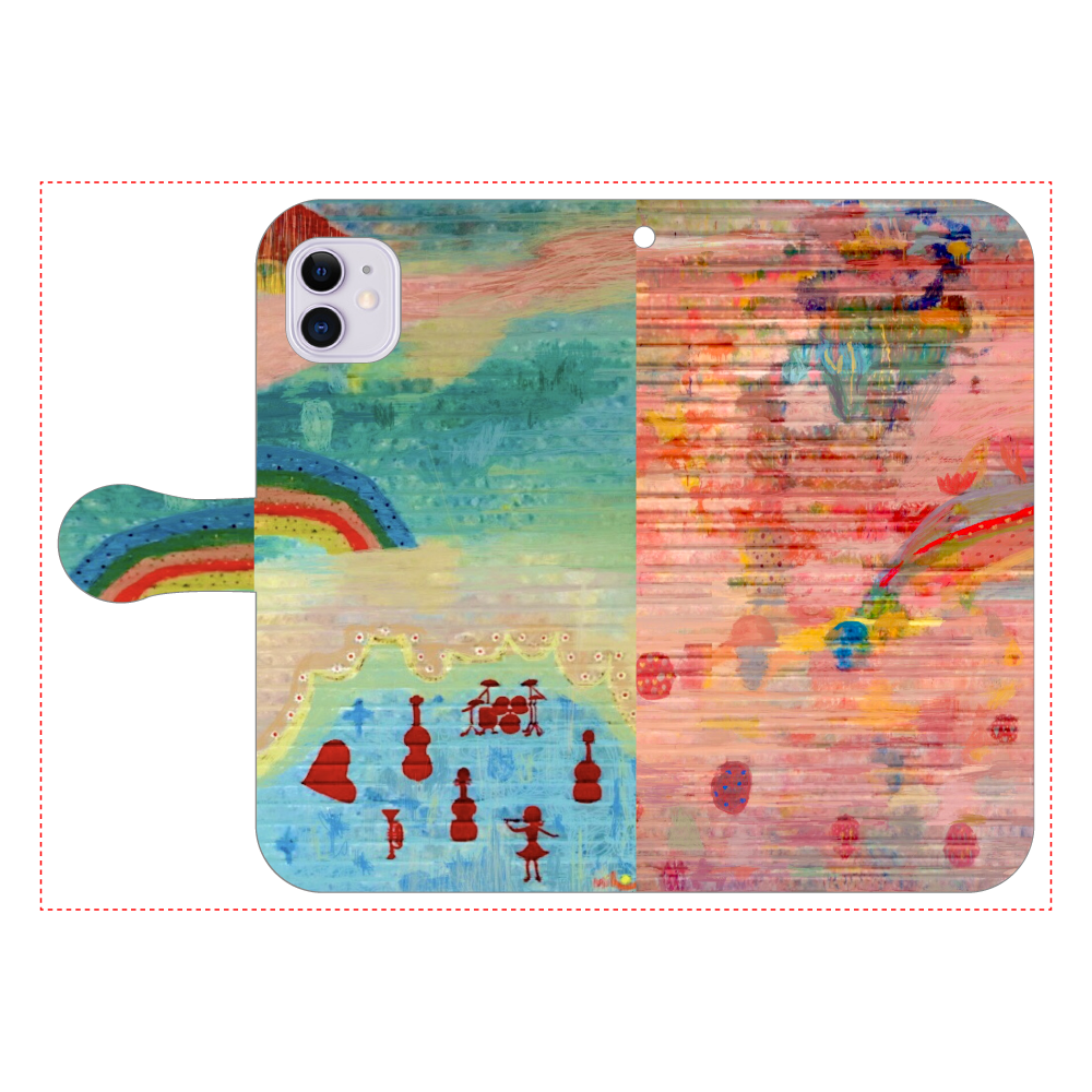 シャッターペイント『虹』 iPhone11 手帳型スマホケース