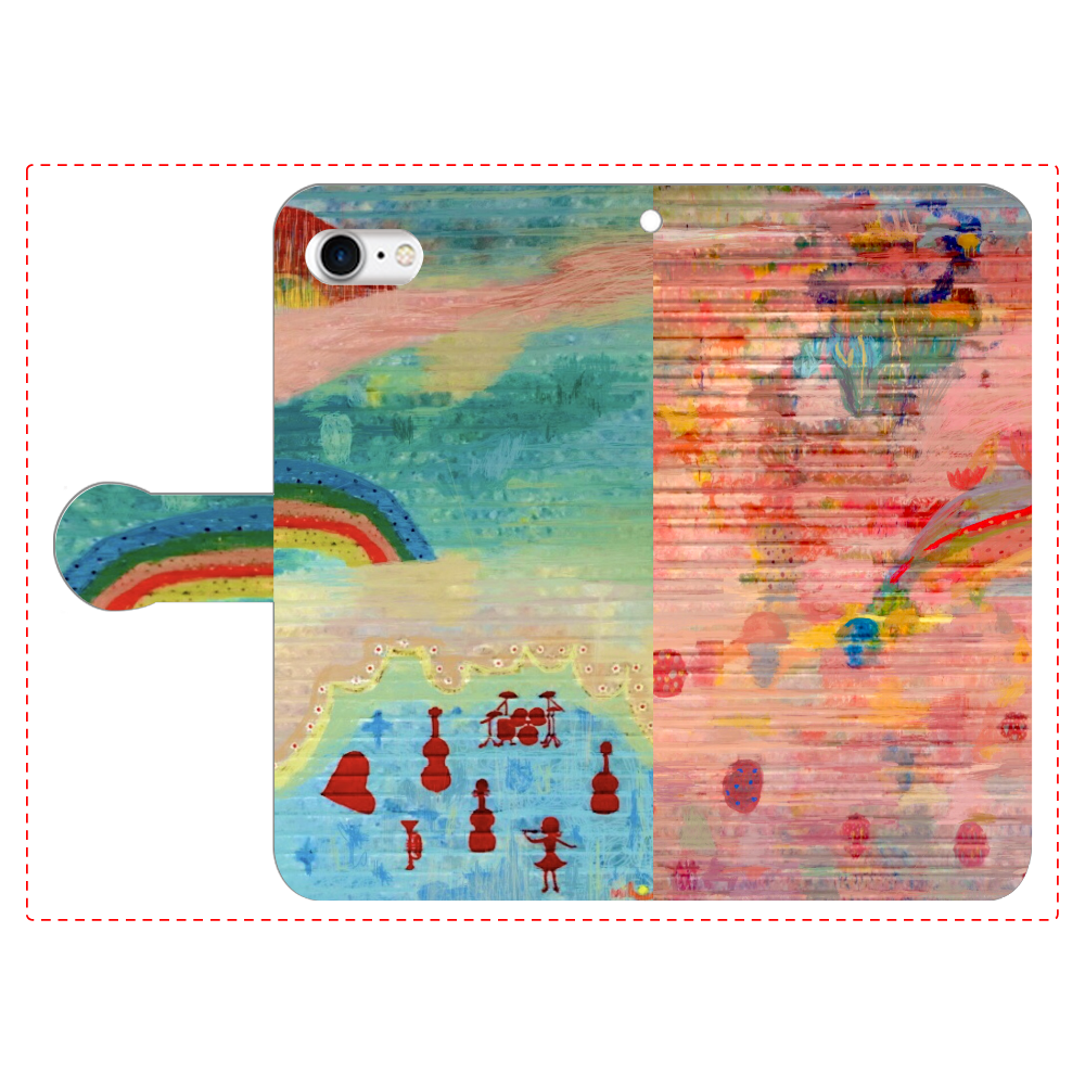 シャッターペイント『虹』 iPhoneSE2/SE3 手帳型スマホケース　