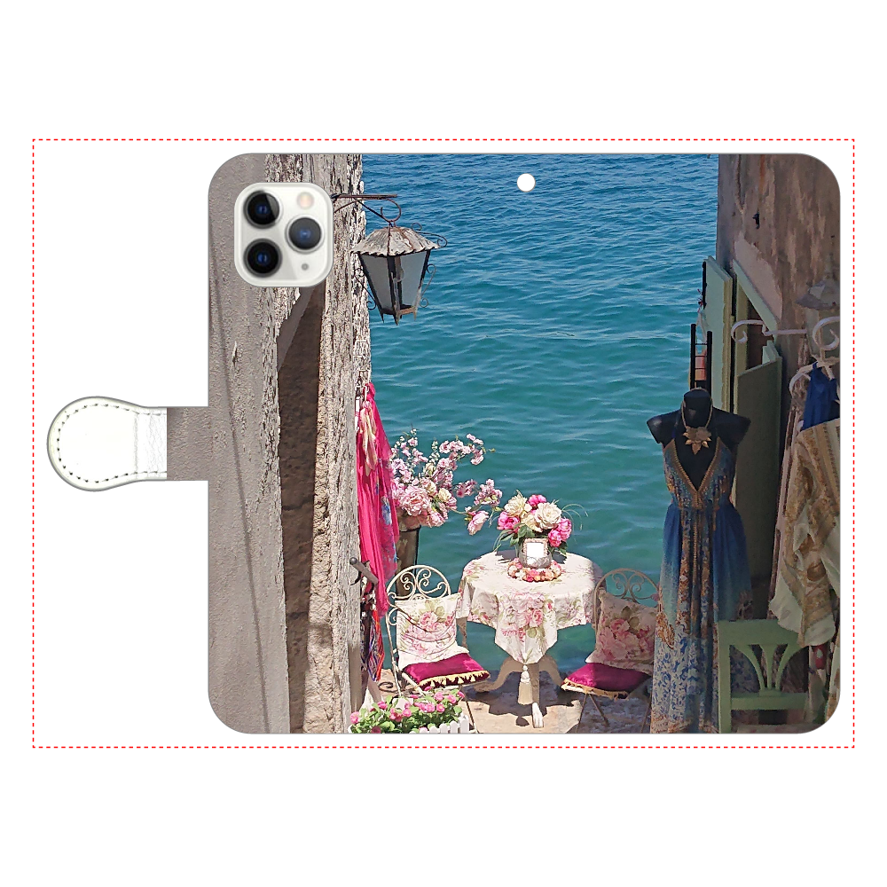 海と花とドレス iPhone11 Pro MAX 手帳型スマホケース