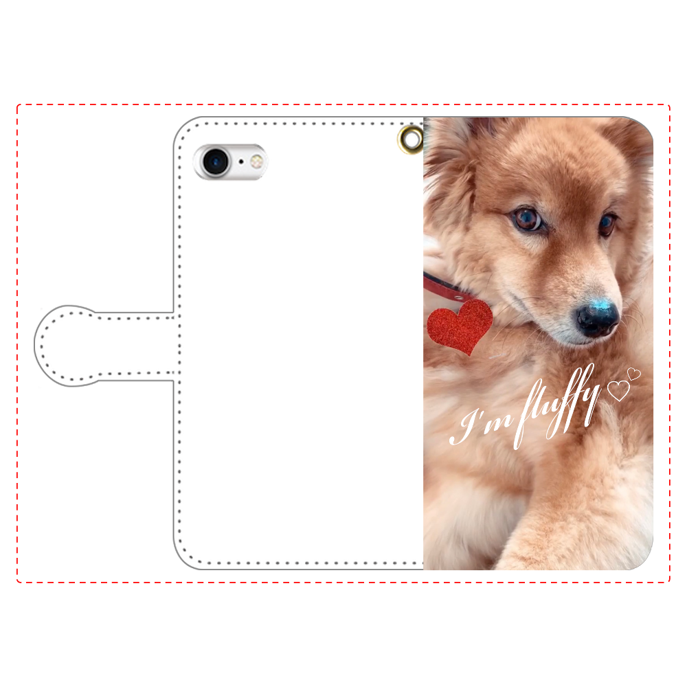 Fluffy dog♡ iPhoneSE2/SE3 手帳型スマホケース　