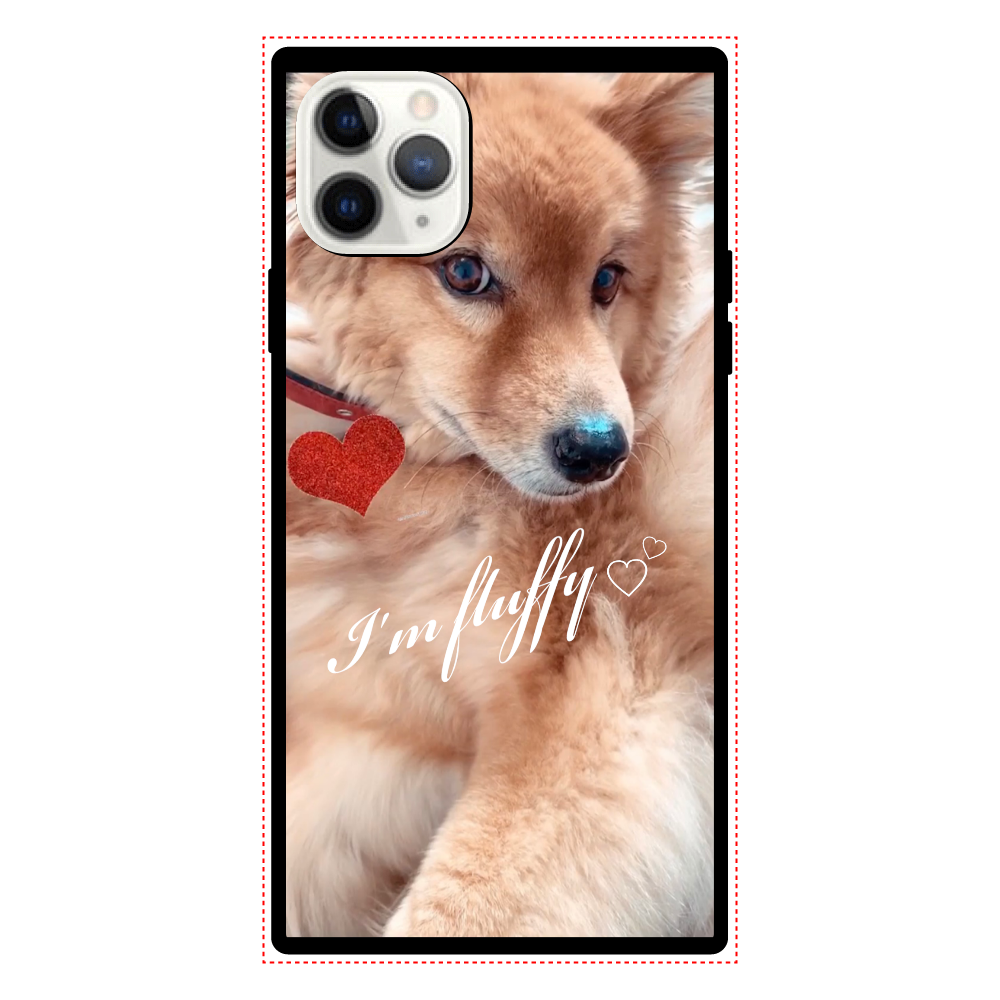 Fluffy dog♡ iPhone11 ProMaxスクエア型強化ガラスケース 