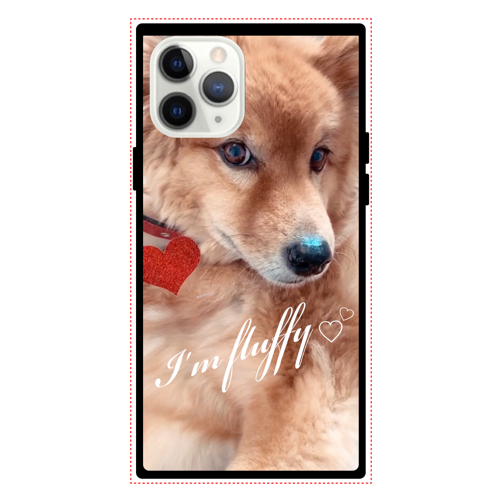 Fluffy dog♡ iPhone11 Pro スクエア型強化ガラスケース 