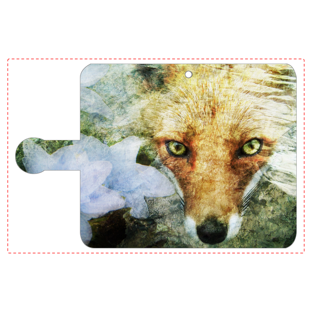 狐と紫陽花 手帳型ベルト付きアンドロイドS