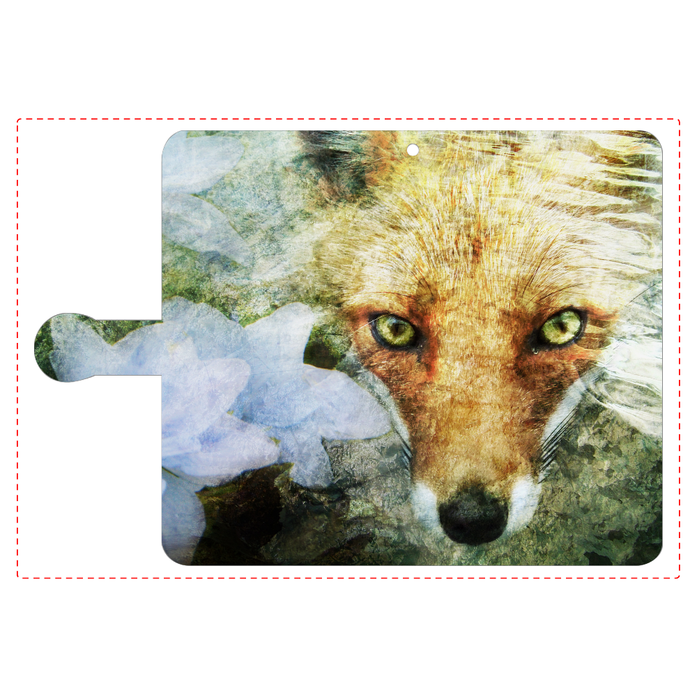 狐と紫陽花 手帳型ベルト付きアンドロイドL
