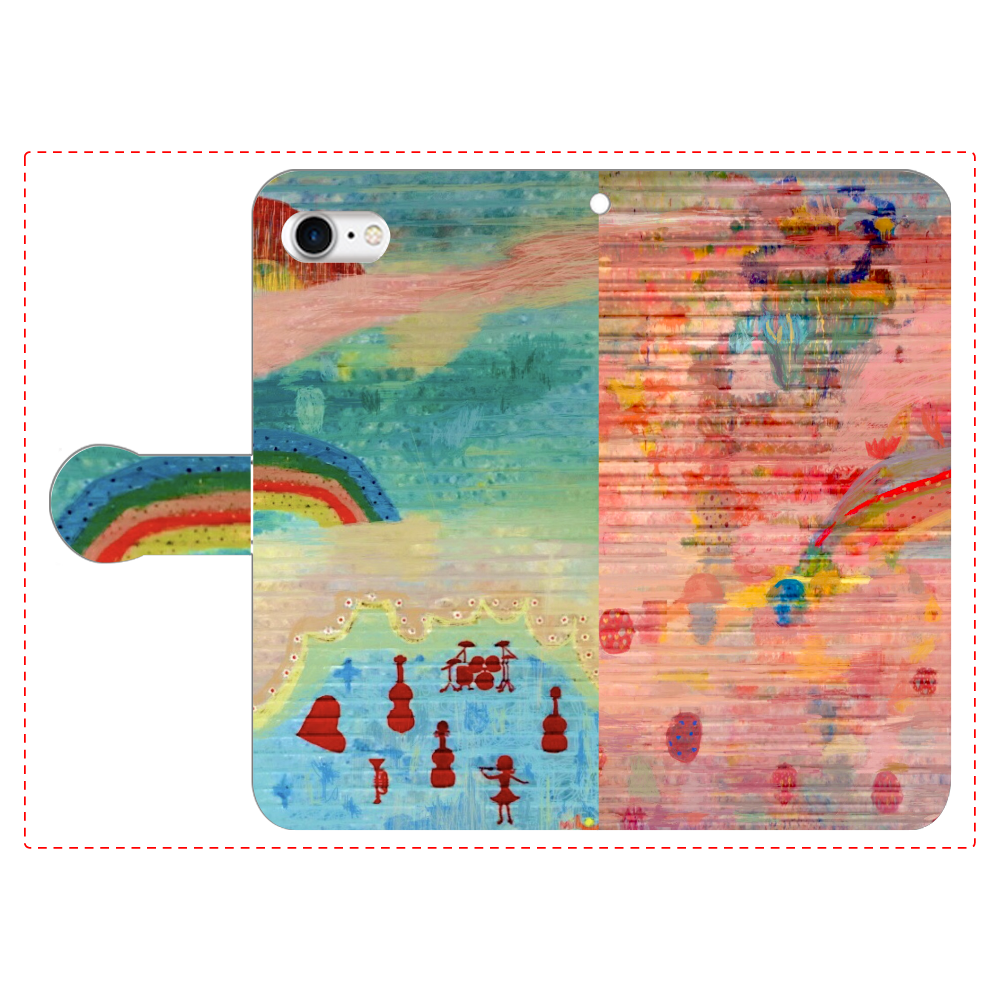 シャッターペイント『虹』 iPhone7 手帳型スマホケース
