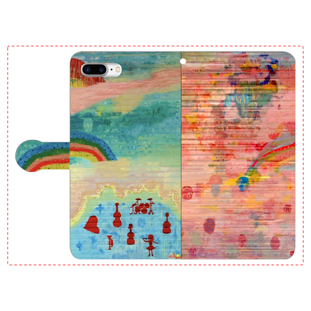 シャッターペイント『虹』 iPhone8Plus 手帳型スマホケース