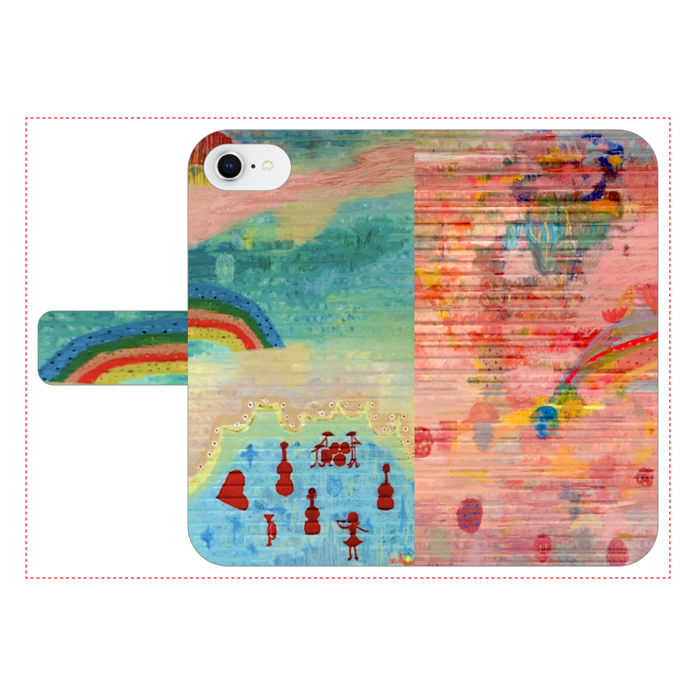 シャッターペイント『虹』 iPhone6/6s 手帳型スマホケース ベルトあり3ポケット