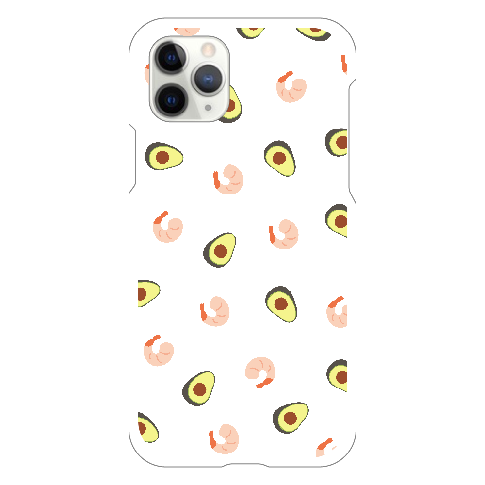 えびあぼいっぱい　スマホケース iPhone11 Pro（白）