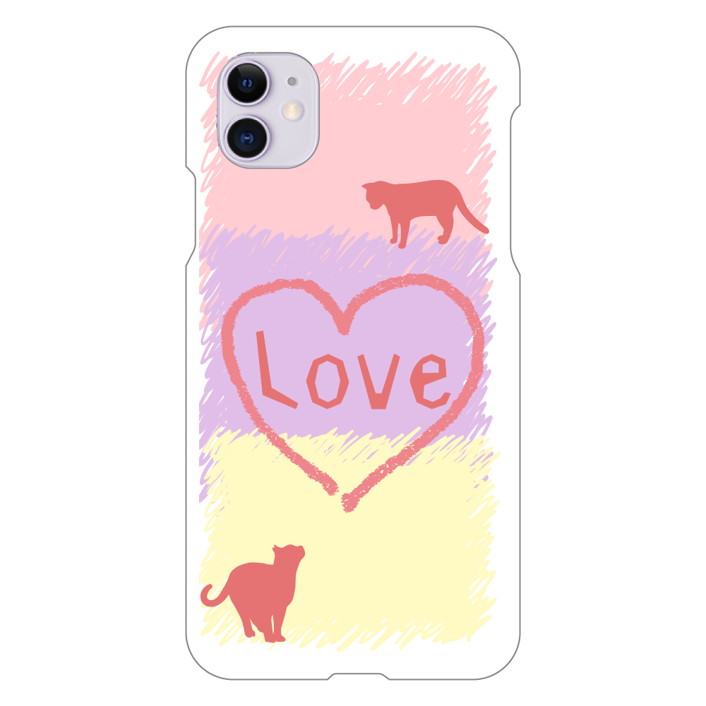 Love猫　スマホケース iPhone 11(白）