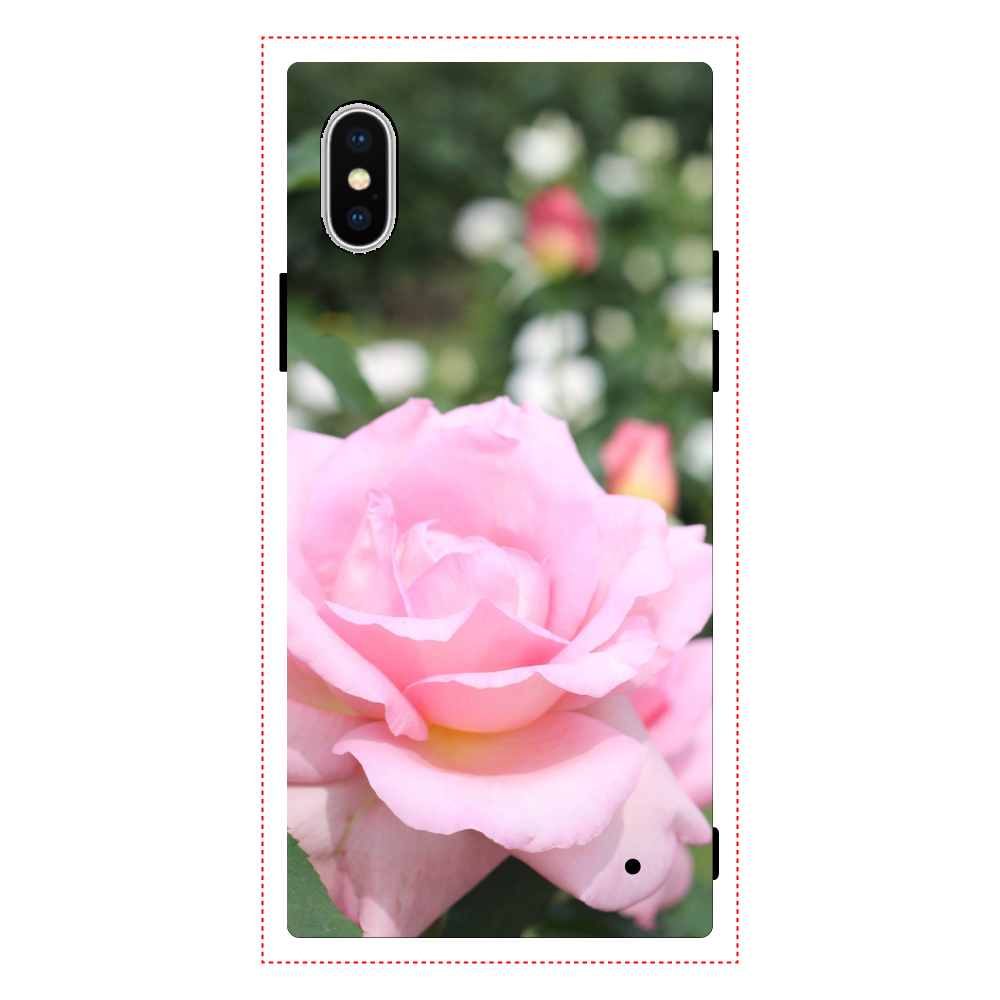 スマホケース 背面強化ガラス(スクエア) iPhoneX/XS/Pink rose iPhoneX/XS 背面強化ガラス(スクエア）