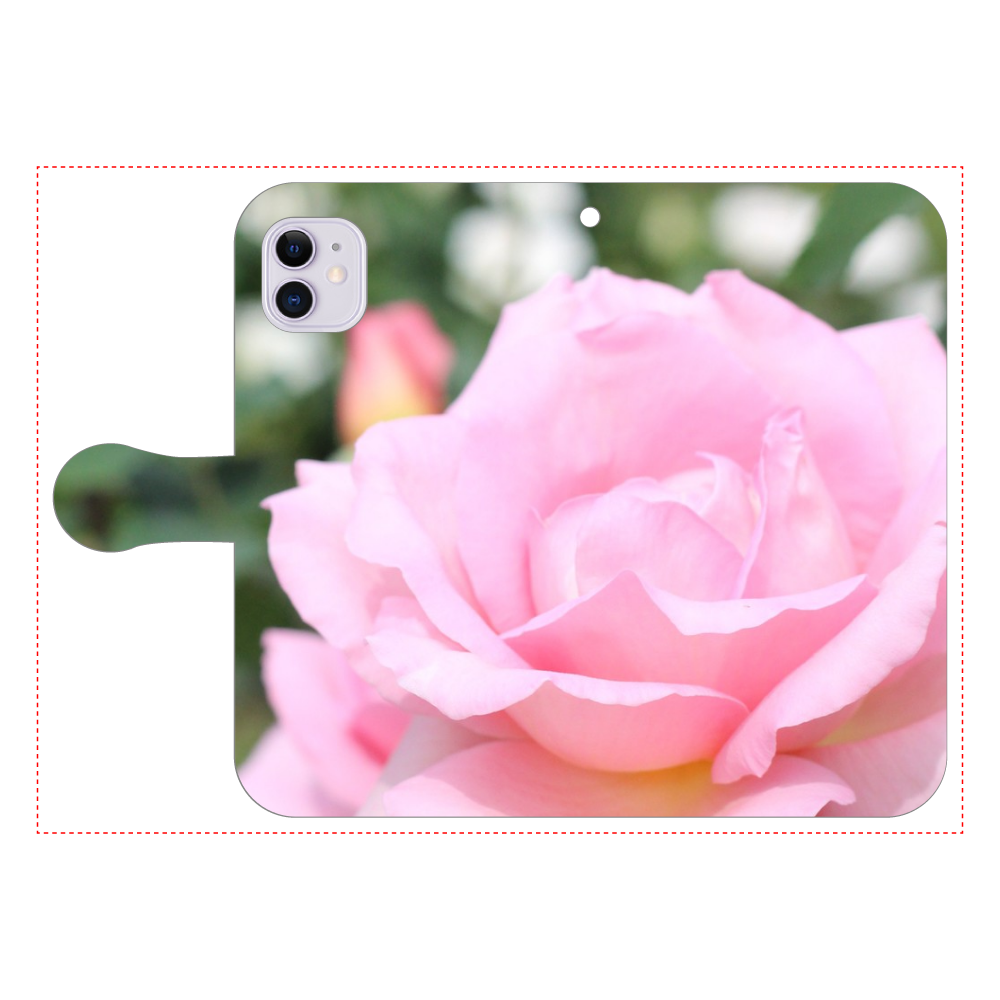 手帳型ベルト付きスマホケース iPhone11/Pink rose iPhone11 手帳型スマホケース