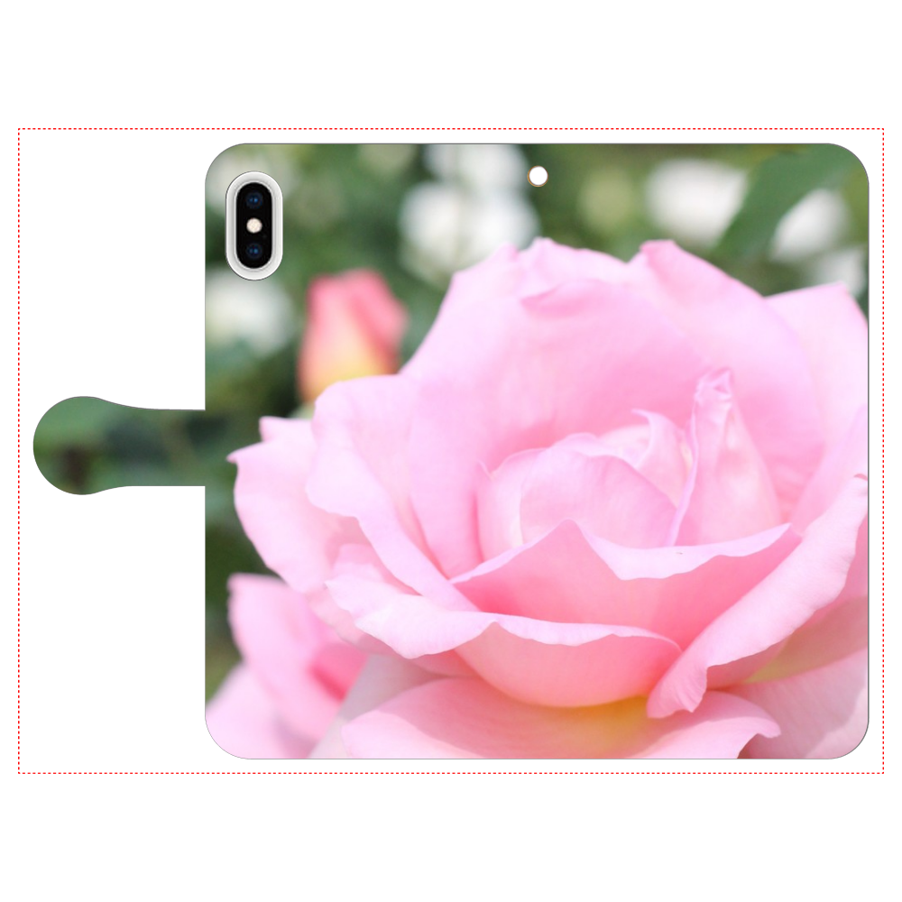 手帳型ベルト付きスマホケース iPhone Xs MAX/Pink rose iPhone Xs MAX 手帳型スマホケース