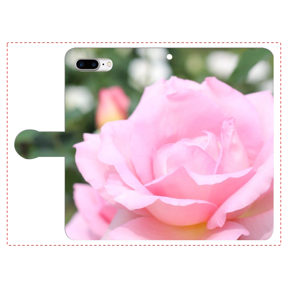 手帳型ベルト付きスマホケース iPhone8Plus/Pink rose iPhone8Plus 手帳型スマホケース