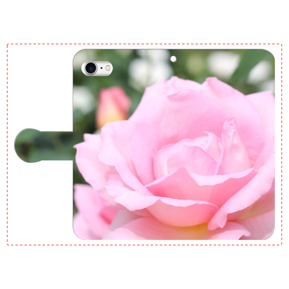 手帳型ベルト付きスマホケース iPhone7/Pink rose iPhone7 手帳型スマホケース