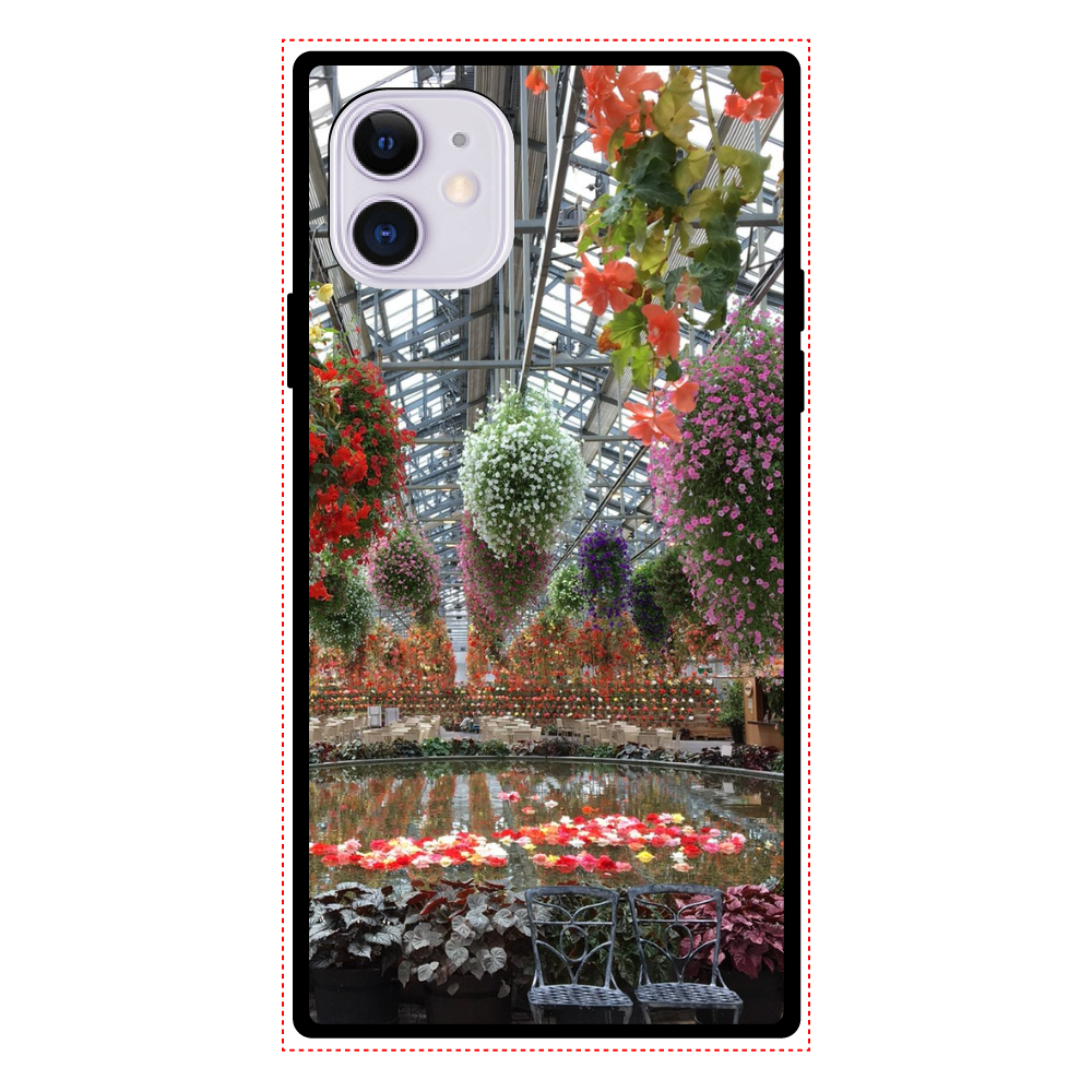 スマホケース スクエア型強化ガラスケース iPhon11/Begonia garden iPhone11 スクエア型強化ガラスケース 