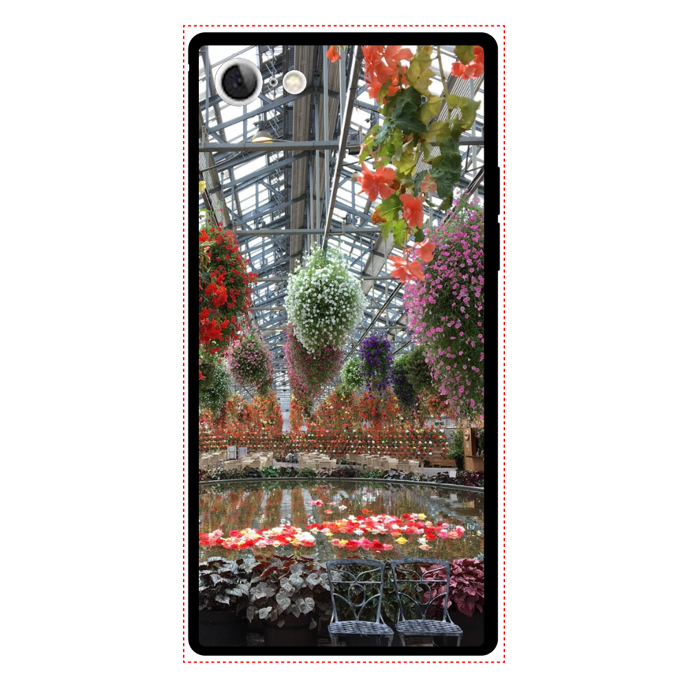 スマホケース 背面強化ガラス(スクエア) iPhone8/Begonia garden iPhone8 背面強化ガラス(スクエア）
