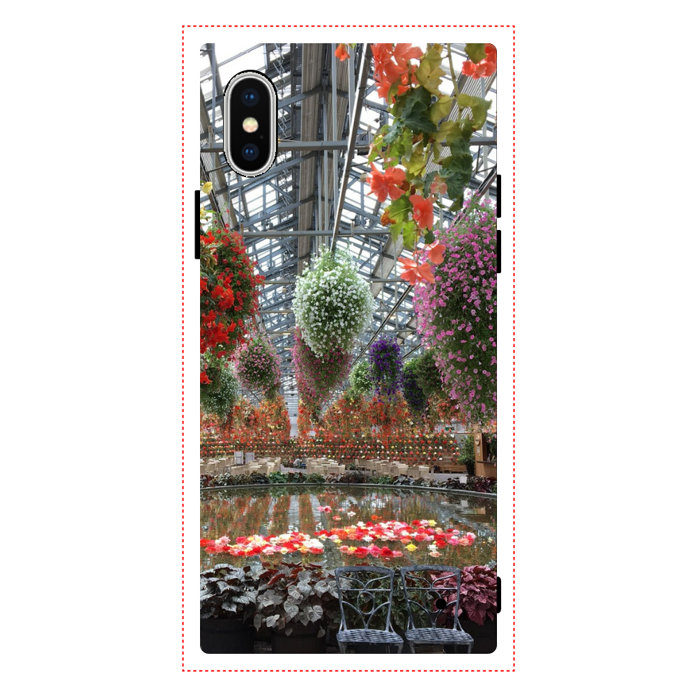 スマホケース 背面強化ガラス(スクエア) iPhoneX/XS/Begonia garden iPhoneX/XS 背面強化ガラス(スクエア）