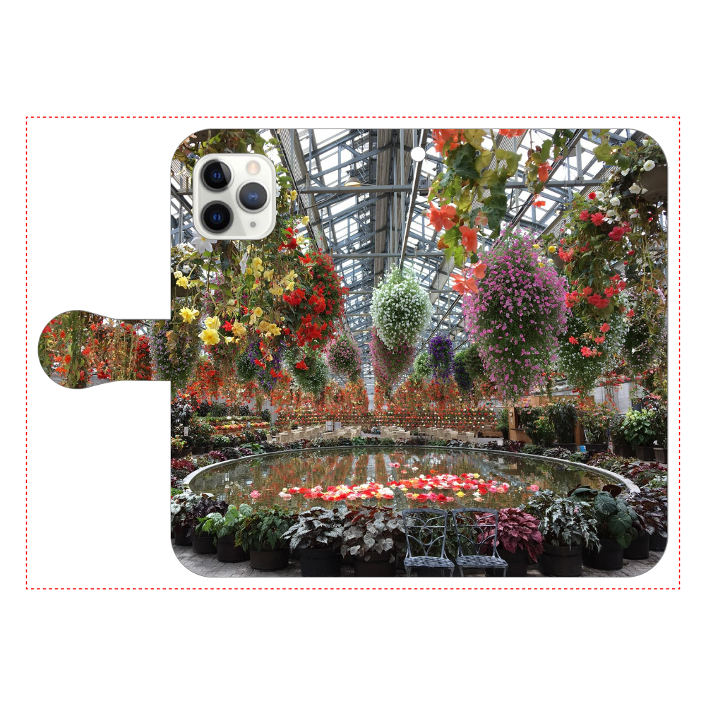 手帳型ベルト付きスマホケース iPhone11Pro/Begonia garden
