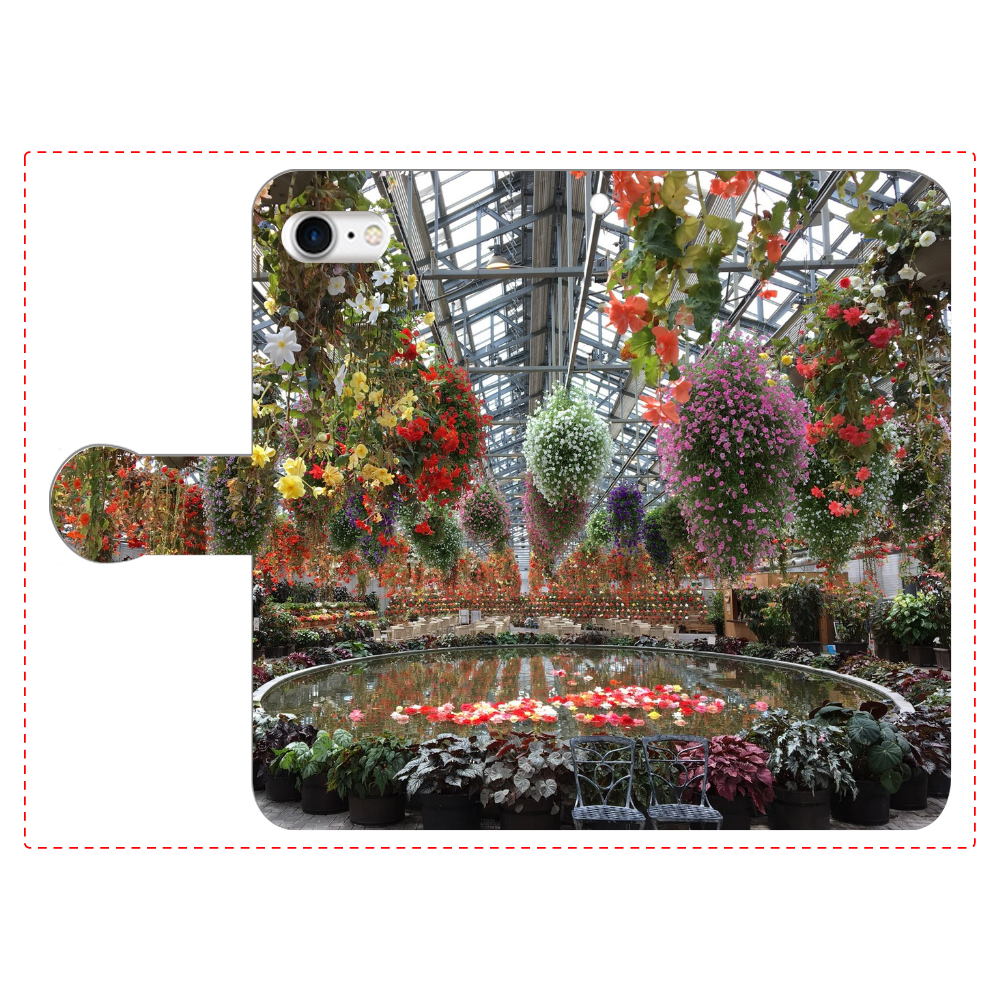 手帳型ベルト付きスマホケース iPhone8/Begonia garden