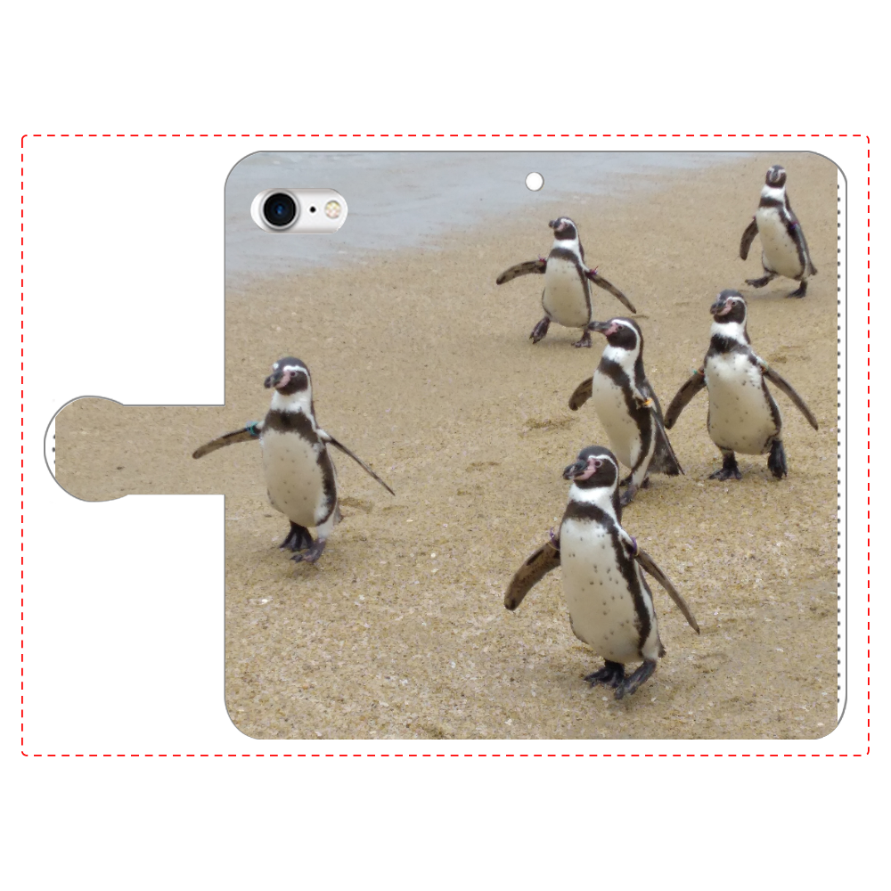 ペンギンのお散歩 iPhoneSE2/SE3 手帳型スマホケース　