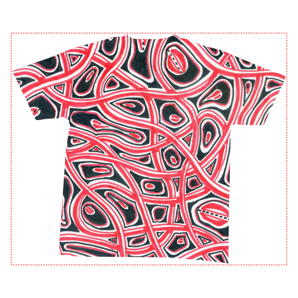 赤と黒　デザインＴシャツ①　Ｓサイズ 全面インクジェットTシャツ(S)