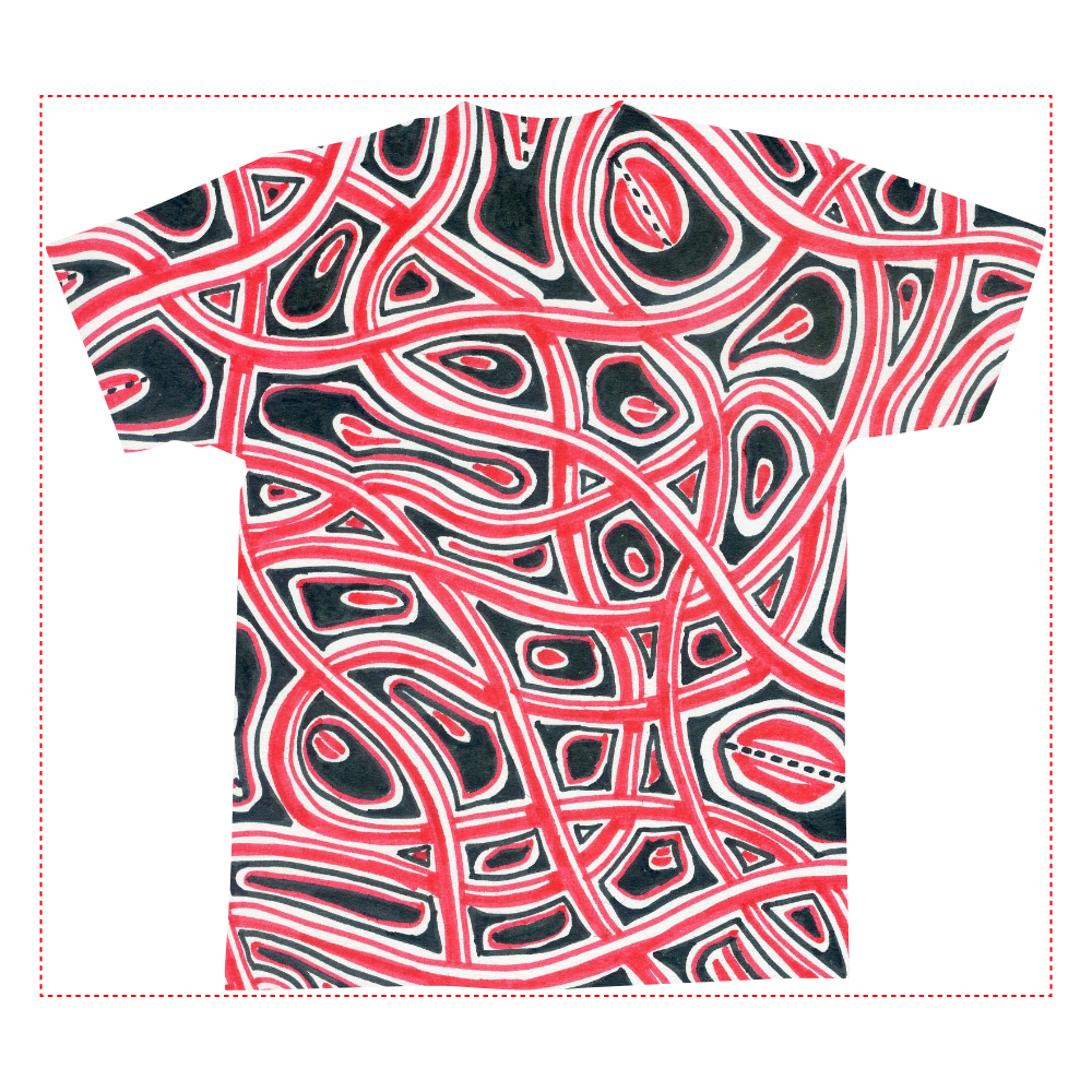 赤と黒　デザインＴシャツ①　Ｍサイズ フルグラフィックTシャツ(M) (全面インクジェットプリント)