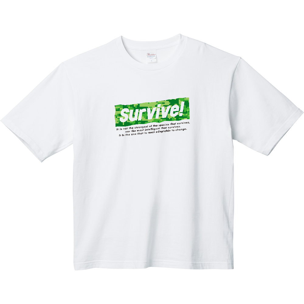 【Survive!】5.6オンスヘビーウェイトビッグTシャツ（ホワイト）