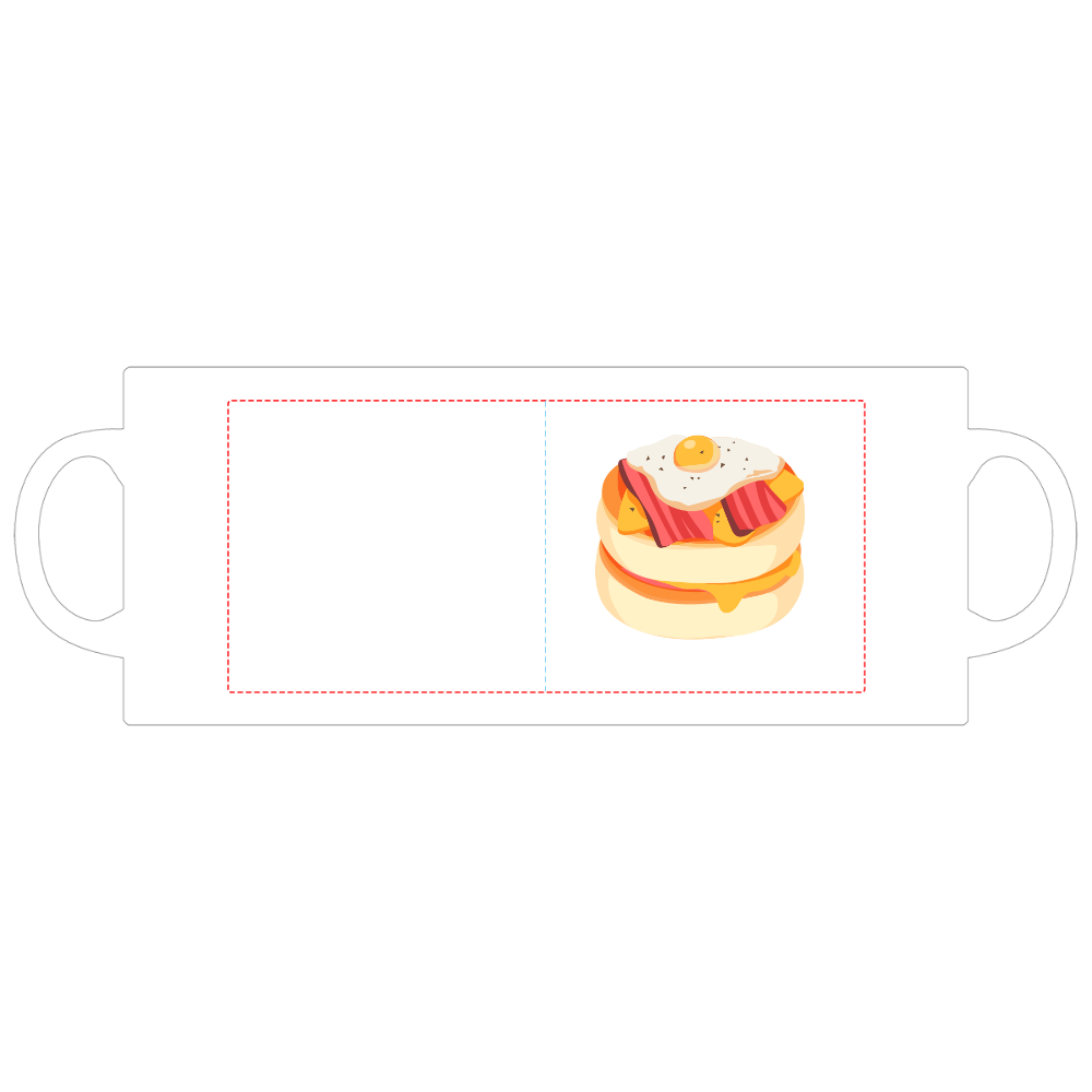 ベーコンエッグパンケーキのマグカップ マグカップ  ホワイト