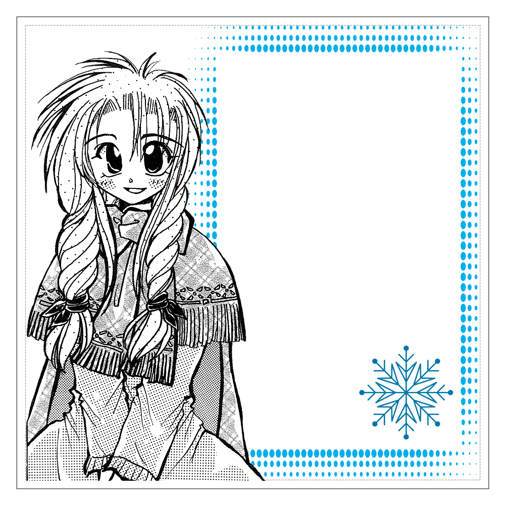 雪と少女(細雪)(モノトーン)・メッセージステッカー 160mmホワイトステッカー・シール