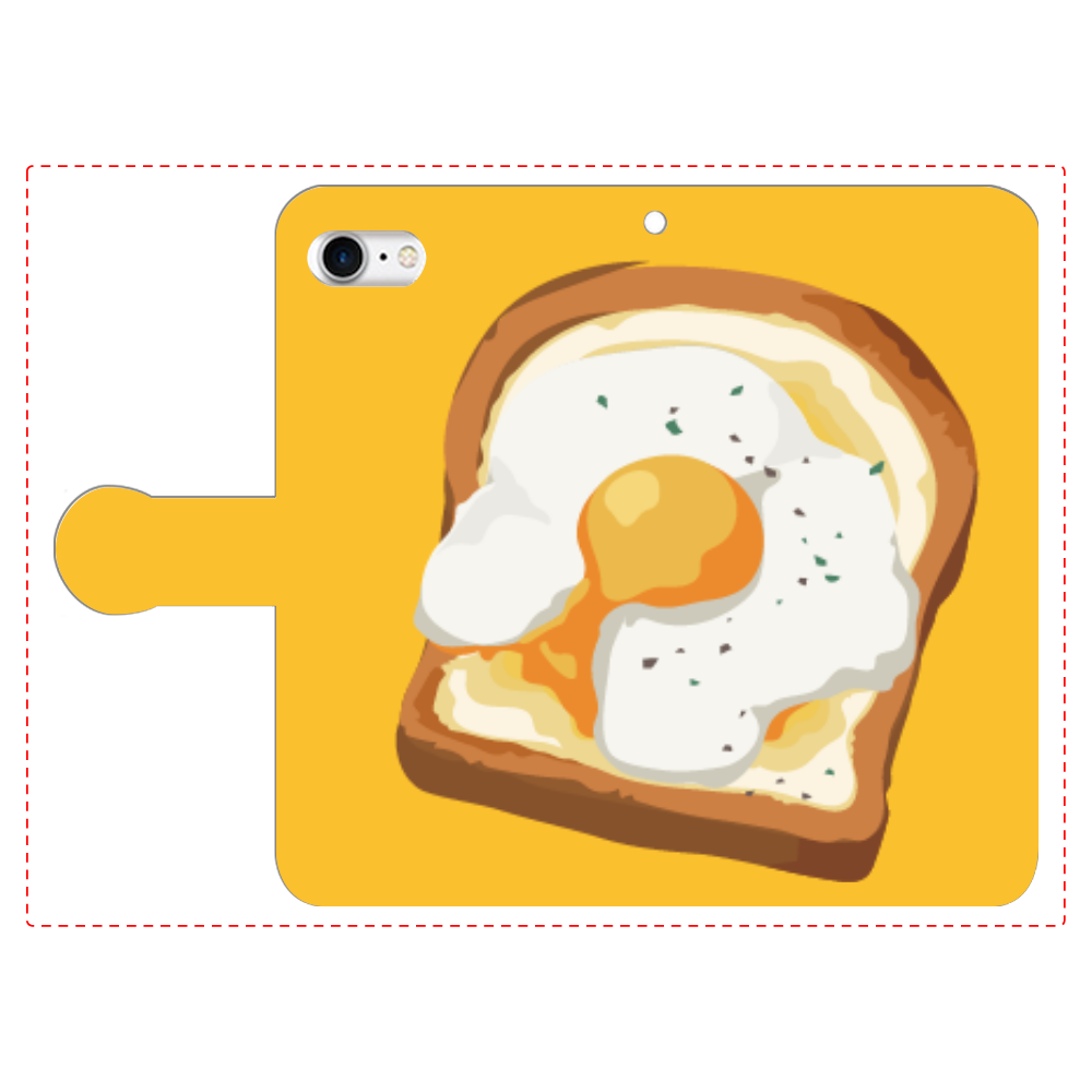 卵トーストのスマホケース iPhone8 手帳型スマホケース