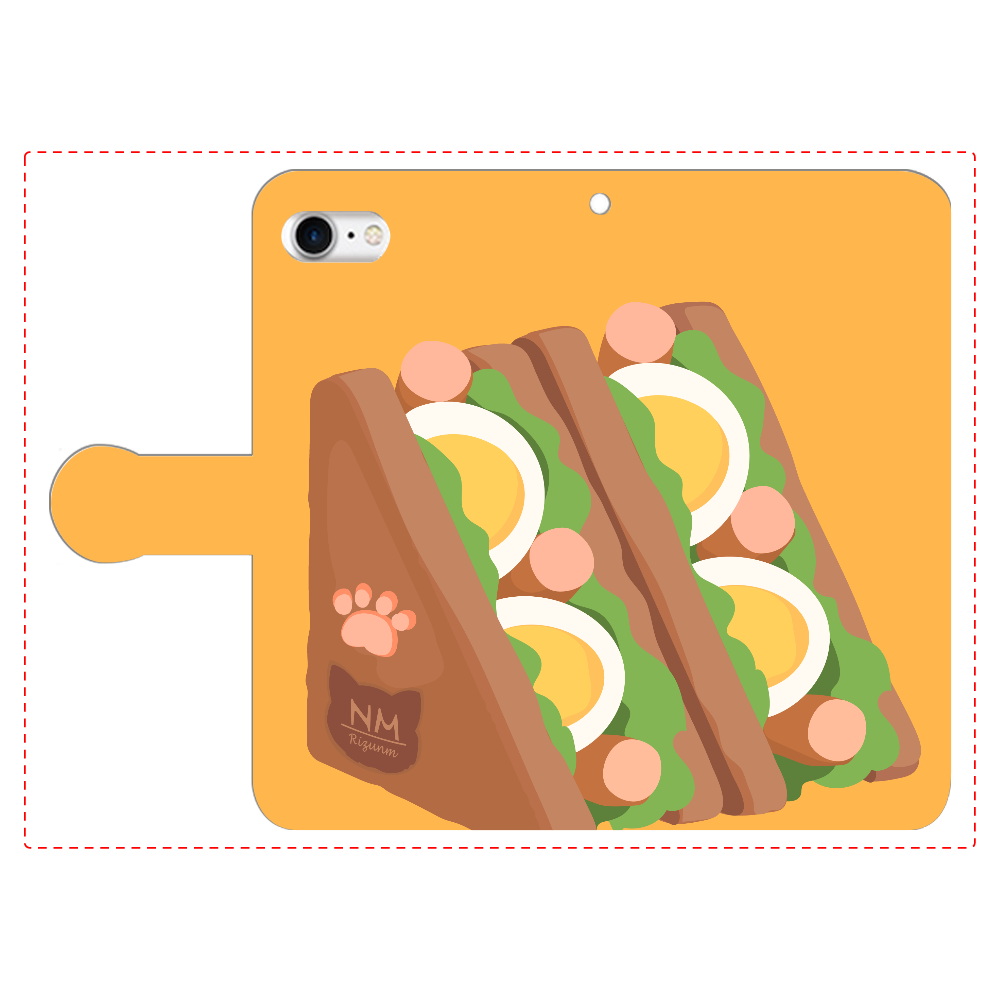 サンドイッチのスマホケース iPhone8 手帳型スマホケース