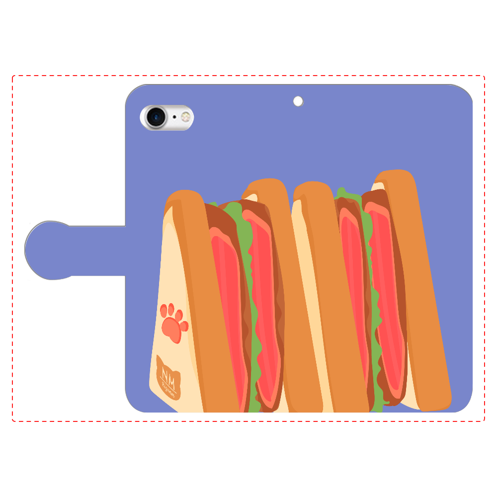 サンドイッチのスマホケース iPhone8 手帳型スマホケース