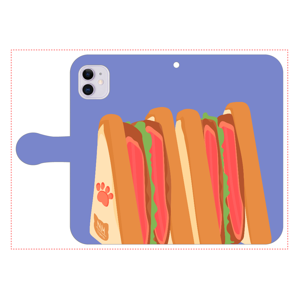 サンドイッチのスマホケース iPhone11 手帳型スマホケース