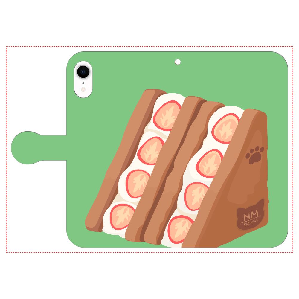 サンドイッチのスマホケース iPhone XR 手帳型スマホケース