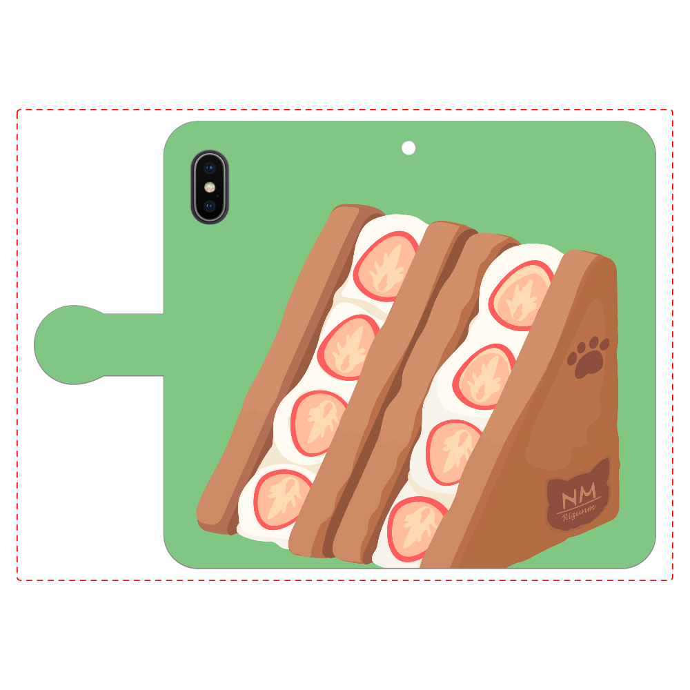 サンドイッチのスマホケース iPhoneX/Xs 手帳型スマホケース