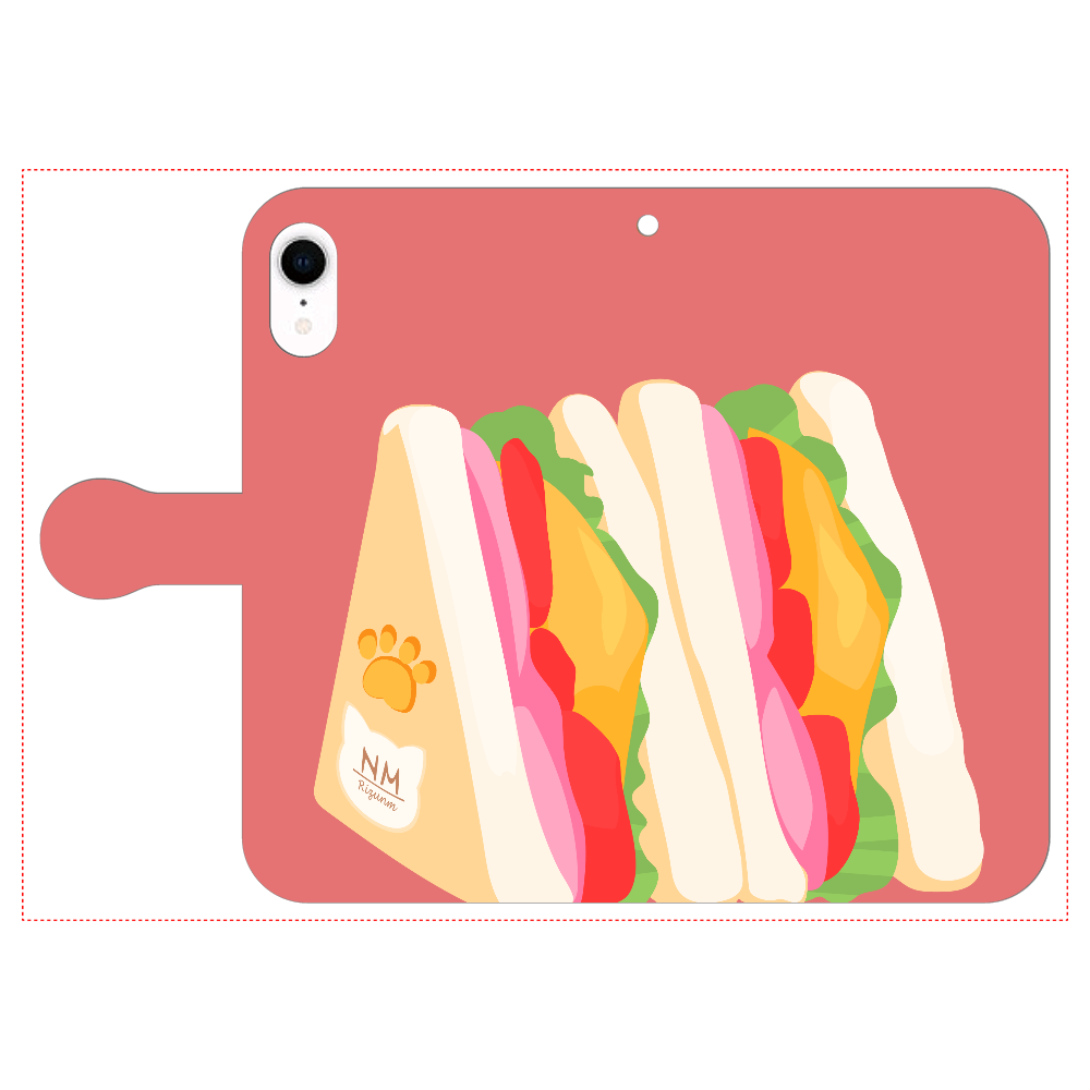サンドイッチのスマホケース iPhone XR 手帳型スマホケース