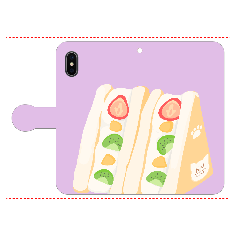 サンドイッチのスマホケース iPhoneX/Xs 手帳型スマホケース