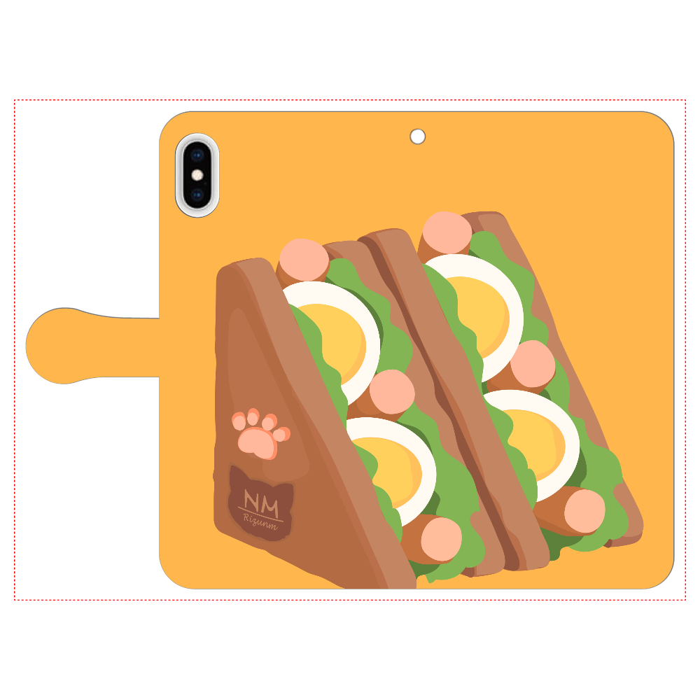 サンドイッチのスマホケース iPhone Xs MAX 手帳型スマホケース